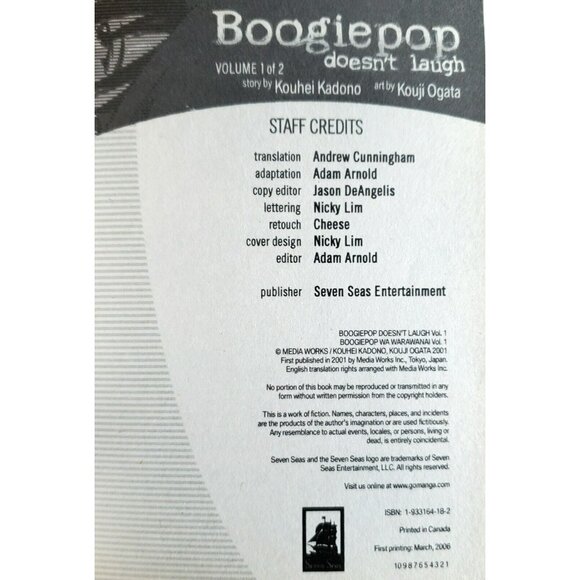 Boogiepop Doesn't Laugh Manga Comic Book Lot 1 & 2 Novel 1st Print Kadono Mature - Picture 11 of 12